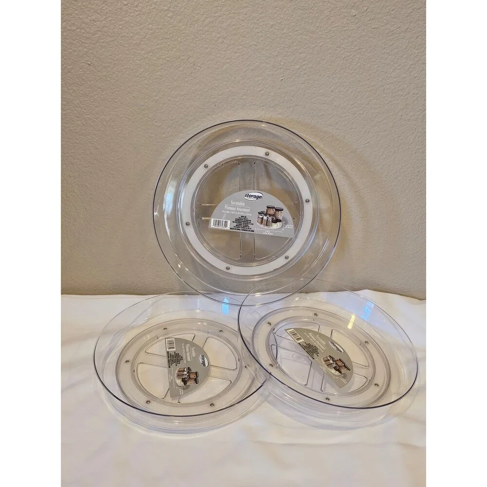 NWT 10 Inch Clear Plastic Turntable Lazy Susan - Set of 3